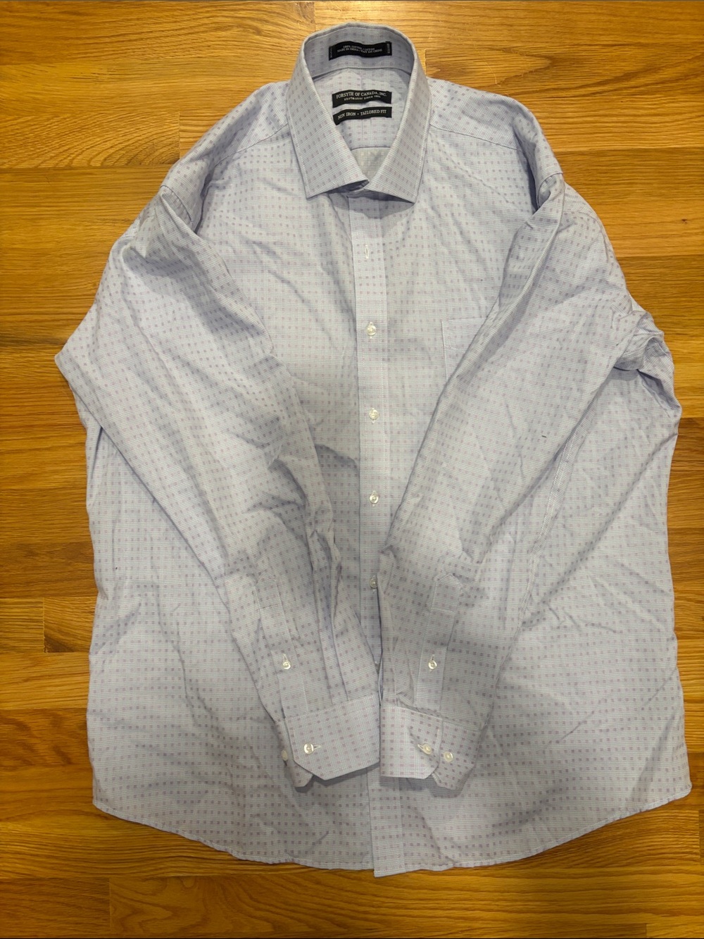 Forsyth of Canada Light Blue Patterned Long-Sleeve Dress Shirt